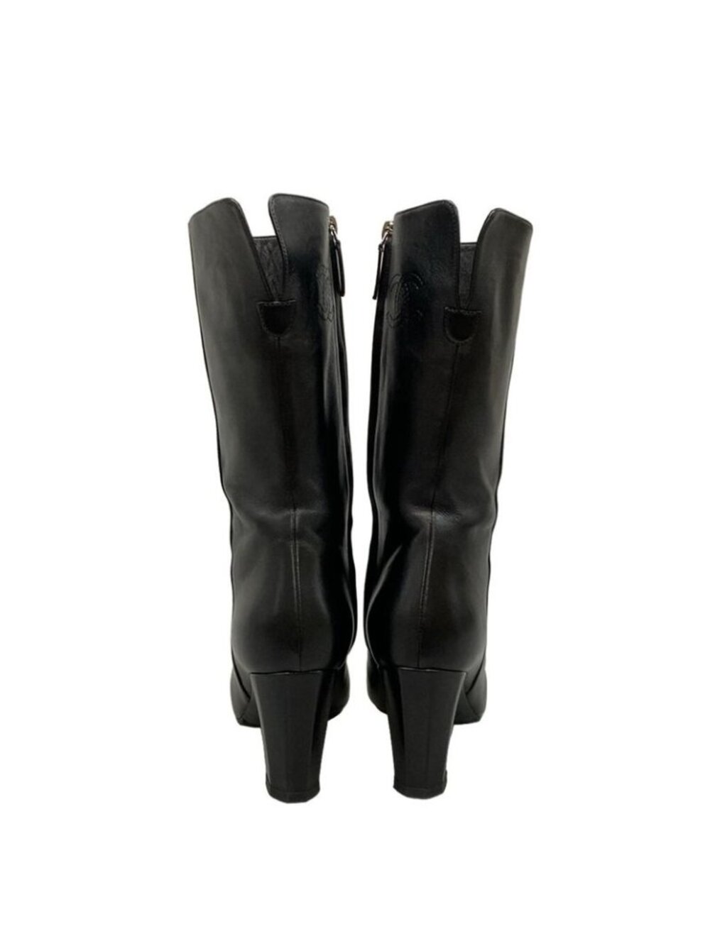 Chanel Boots 36c Black Mid Length Outsole Replacement CC Logo Lambskin - Picture 6 of 13